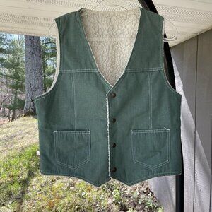Cap'n Jac Vintage Sherpa Lined Green Men's Vest Size L